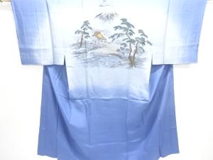 アンティーク　富士に家屋風景模様男物長襦袢